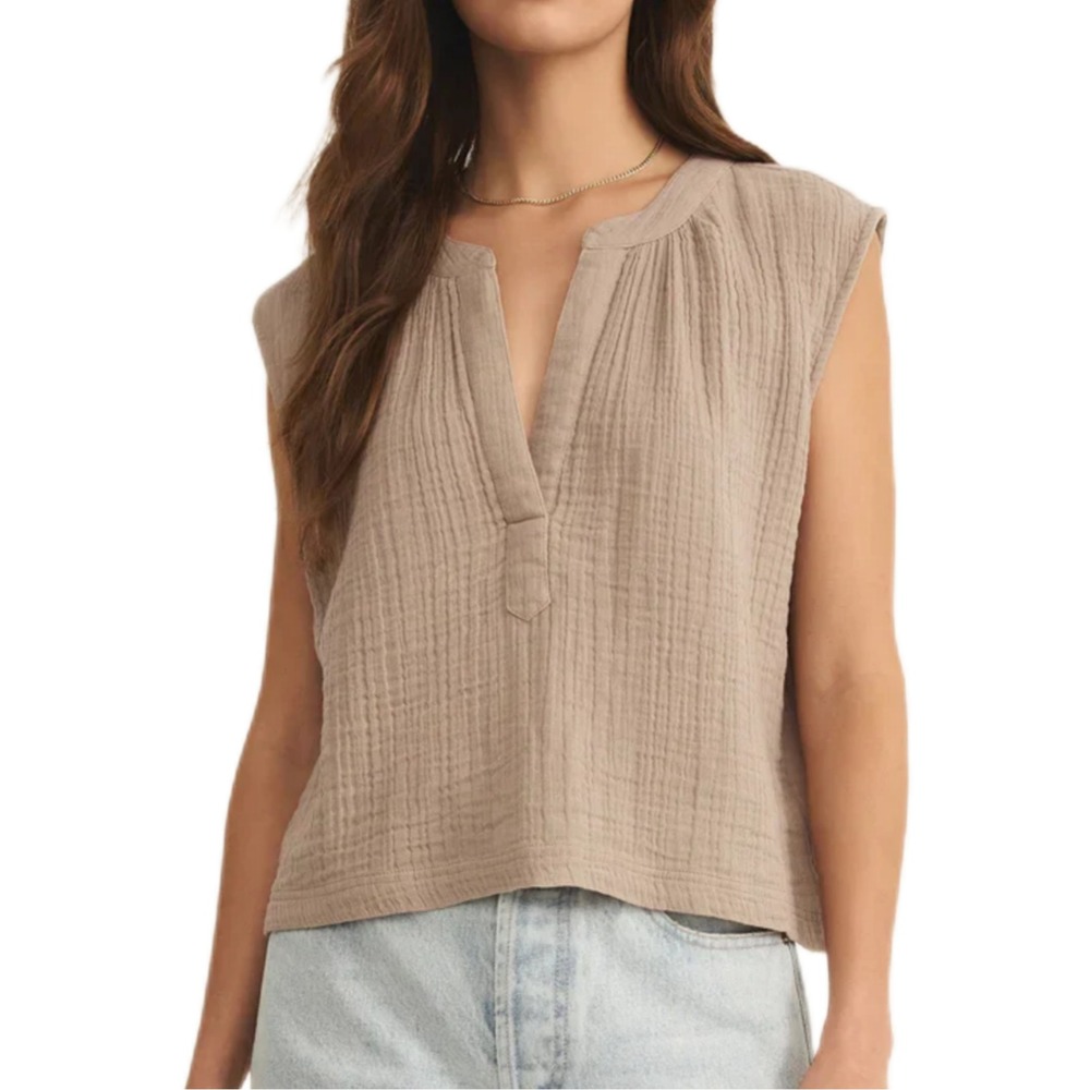 Z Supply Cliffside Airy Top Womens Size M Boxy Cotton Gauze Boho Minimalist
